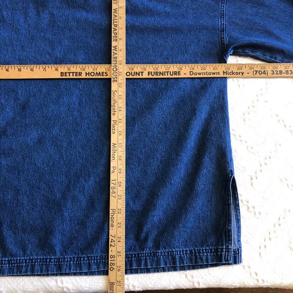 VTG 90s Sunbelt Denim Tunic Top Women’s M 100% Cotton Blue Jean Shirt Minimalist - Picture 7 of 7